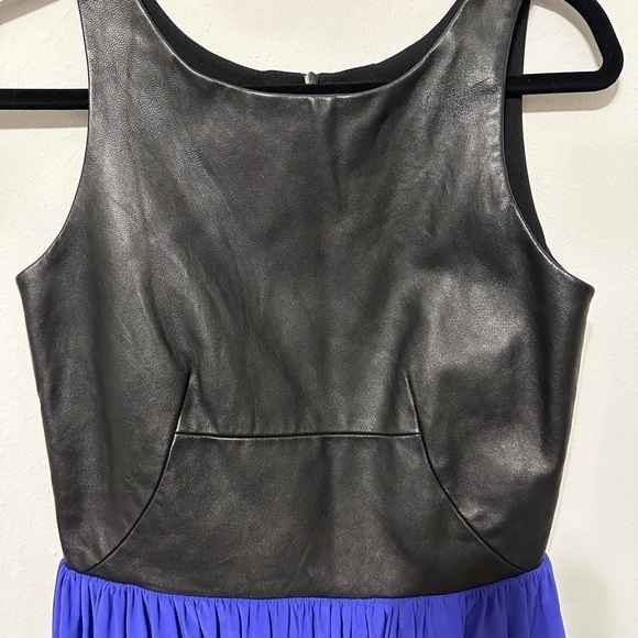 Amanda Uprichard Martini Black Leather & Purple Silk Dress Small Goth Grunge - Picture 3 of 7